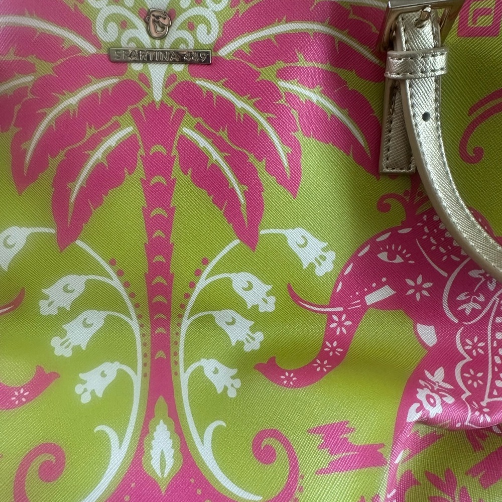Spartina 449 Elephant Pink and Green Tote Bag - Picture 7 of 14